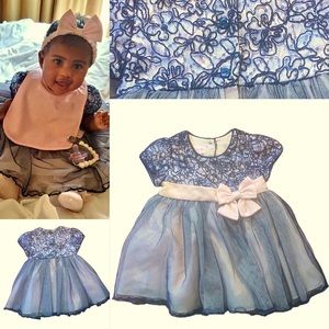 🆕 Bonnie Baby Infant Girls Sequined Special Occasion Dress EUC
